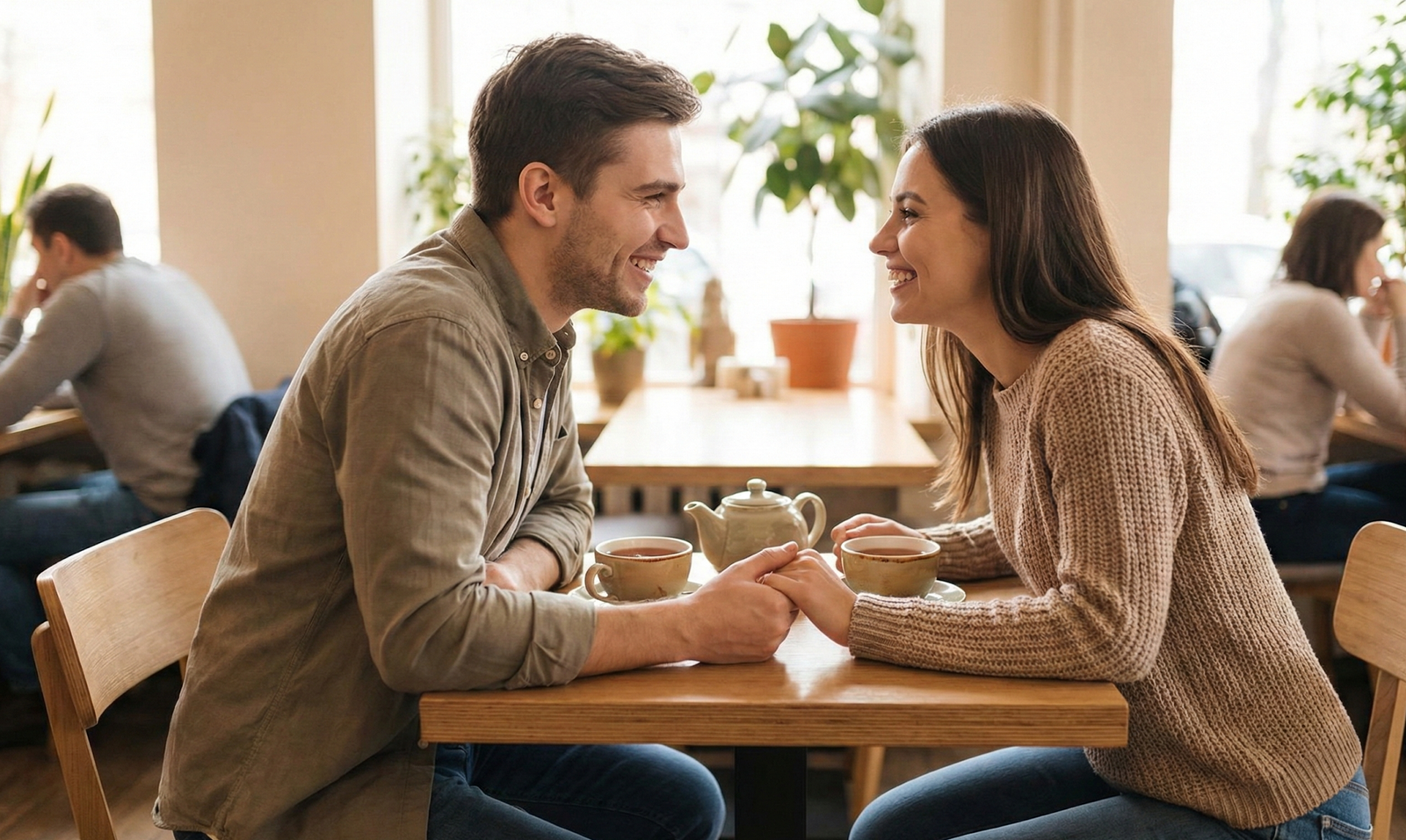 Happy couple talking