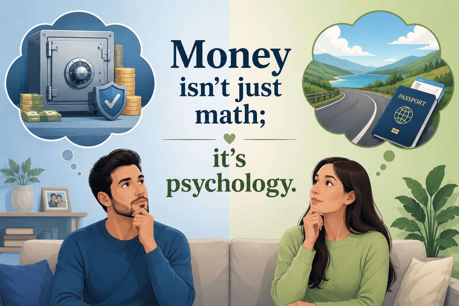A couple discussing finances and their money scripts