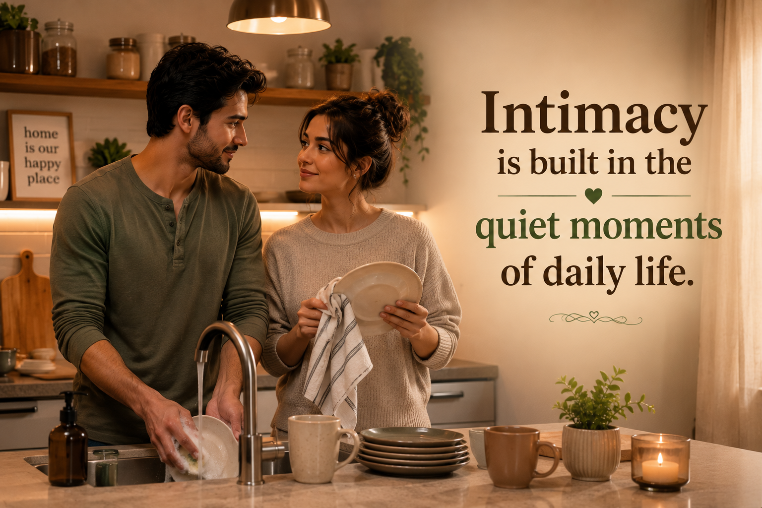 A couple sharing non-physical emotional intimacy