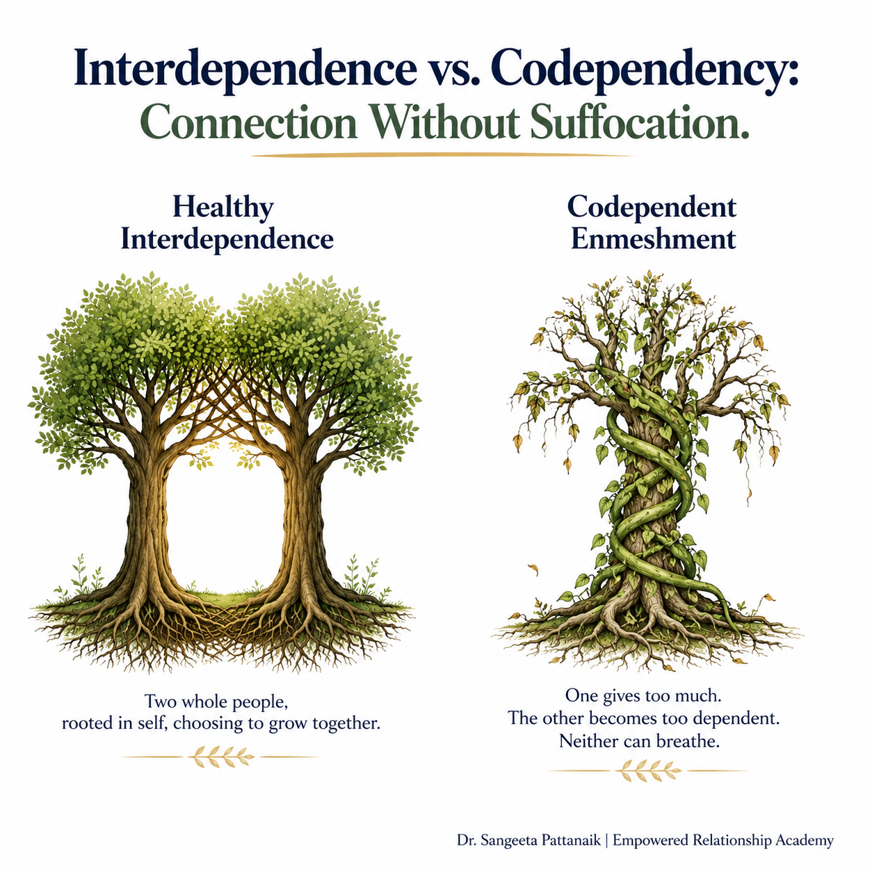 Understanding the difference between healthy interdependence and codependent relationship enmeshment