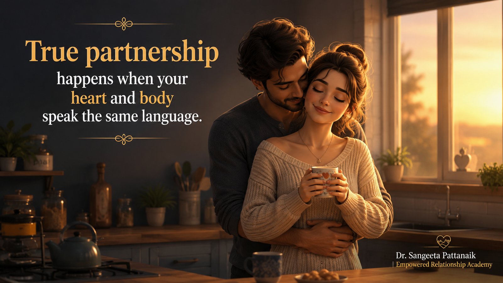 A couple practicing intentional non-demand touch and emotional check-ins